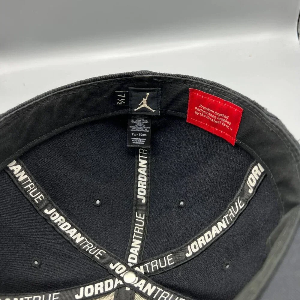 Air Jordan True Hat‎ Men 7 1/2 Black Embroidered Logo Jumpman Fitted Cap